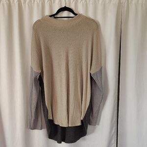 Calvin Klein Beige and Gray Knit Sweater